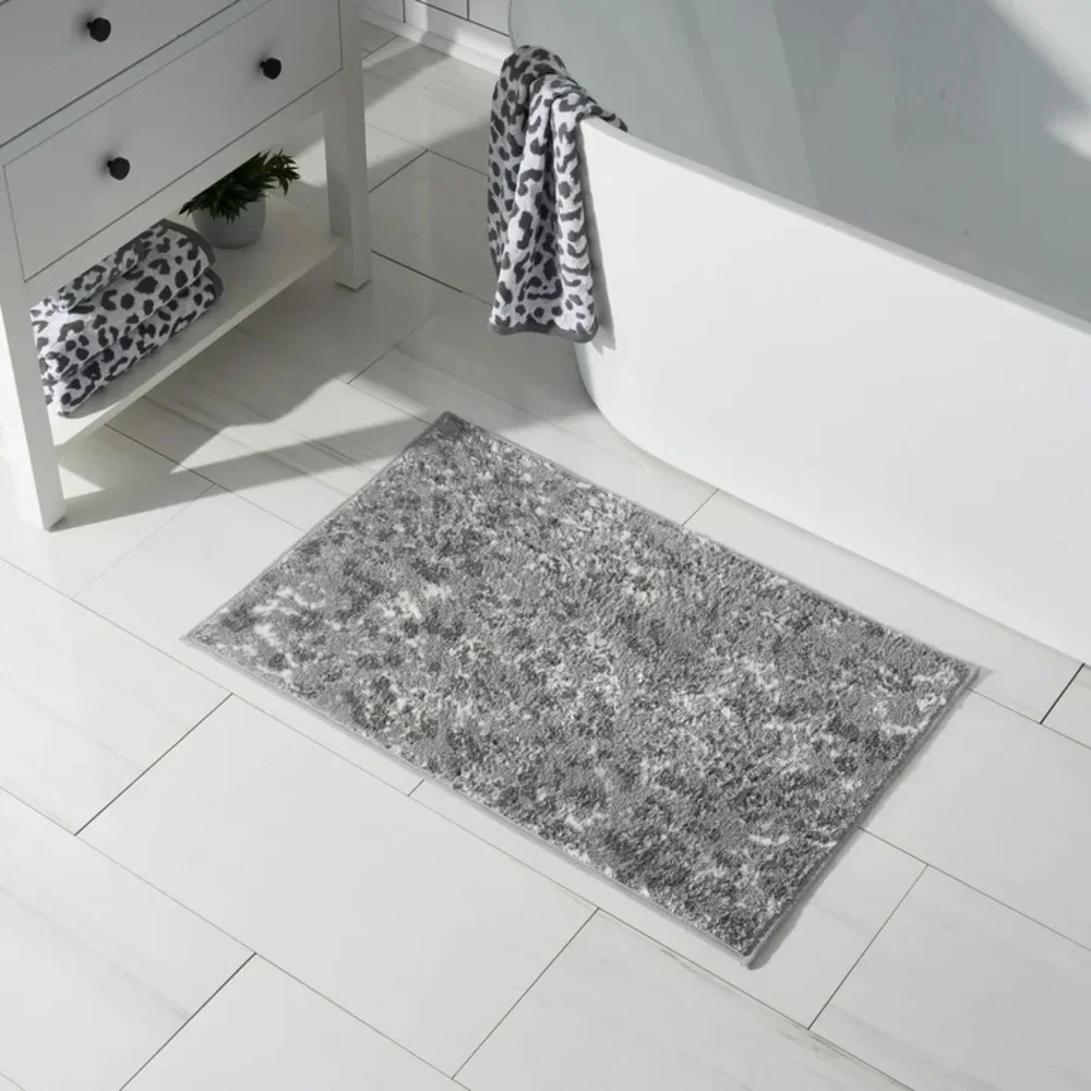 Leopard Print Bath Rug by Sofia Vergara, Gray